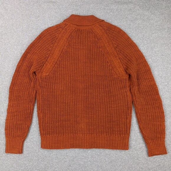 Garnet Hill Maren Cardigan Size S Burnt Orange Linen Organic Cotton Chunky Knit - Picture 9 of 14